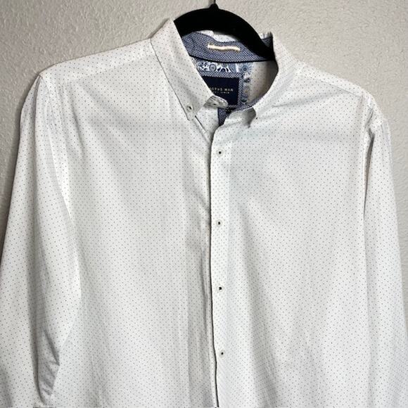 White Dot Flip Cuff LS Light Academia Button Down Shirt Size Medium - Picture 5 of 12